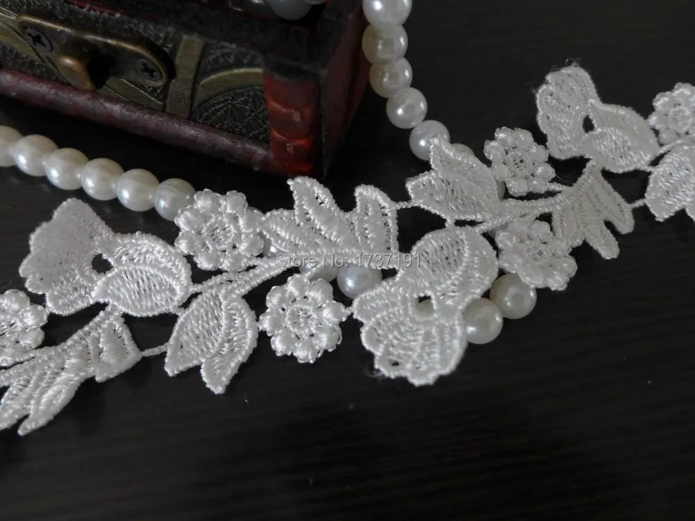 Белая вышитая Венецианская кружевная отделка 5 ярдов из полиэстера с