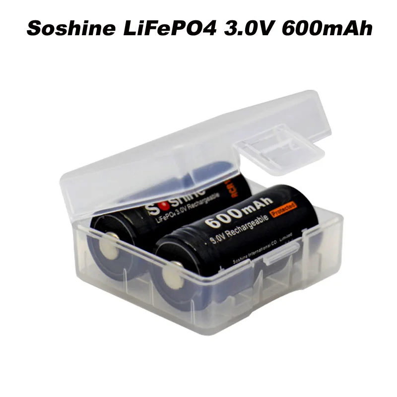 Аккумуляторы Soshine 16340 RCR123 LiFePO4 3 в 600 мАч 2 шт.|battery 3v|battery lifepo4battery battery |