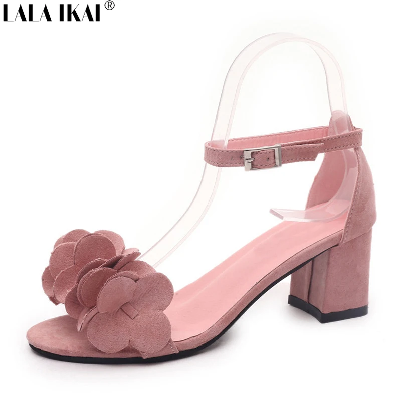 LALA IKAI/женские босоножки Обувь на среднем каблуке обувь Туфли с ремешком и пряжкой