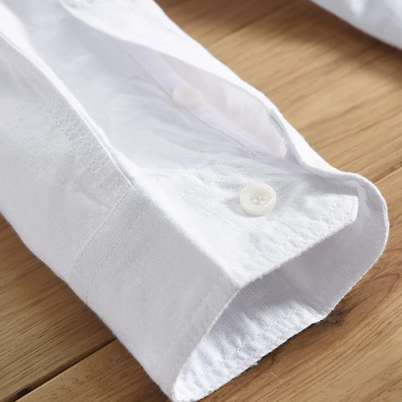 Рубашка мужская с длинным рукавом модная брендовая сорочка из хлопка и льна