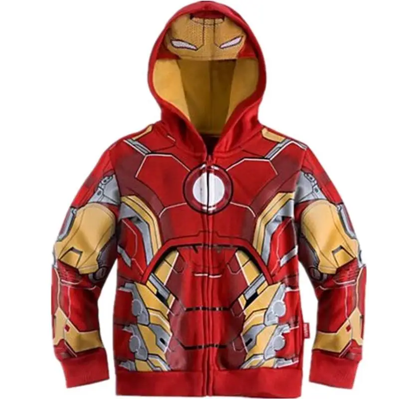 Оранжевый Толстовки с капюшоном для мальчиков, Мстители, супергерои Marvel, Железный человек, Тор, Халк, Капитан Америка, Человек-паук, Толстовка для детей, куртка с рисунком, костюм - Цвет: Оранжевый