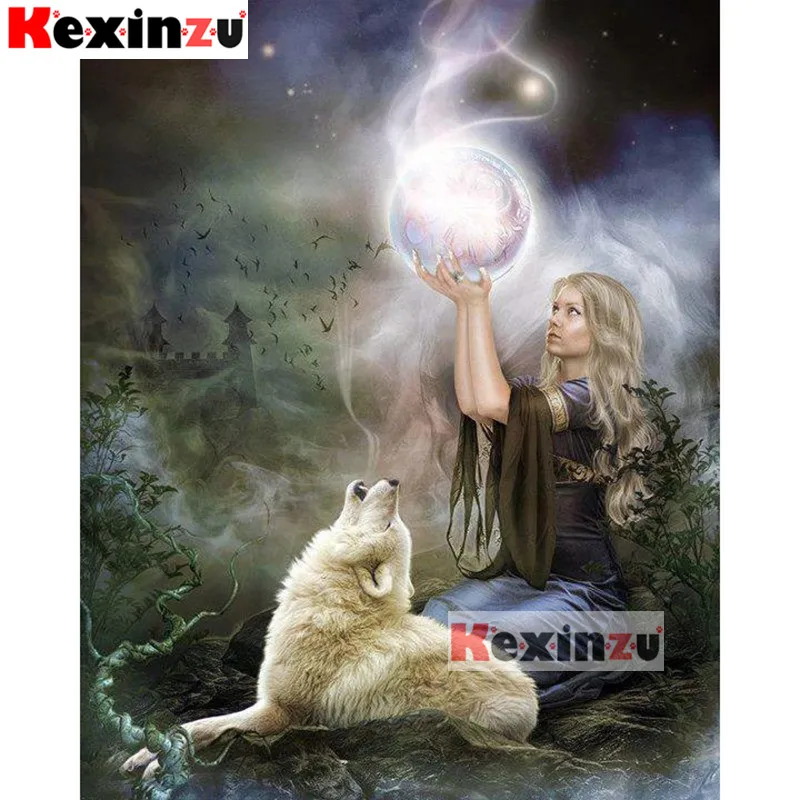 Kexinzu Best 5d Full DIY Square Diamond Painting Cross Stitch-Moon girl-3d Round Embroidery Mosaic Resin Home Decor Gifts K23365 | Дом и сад