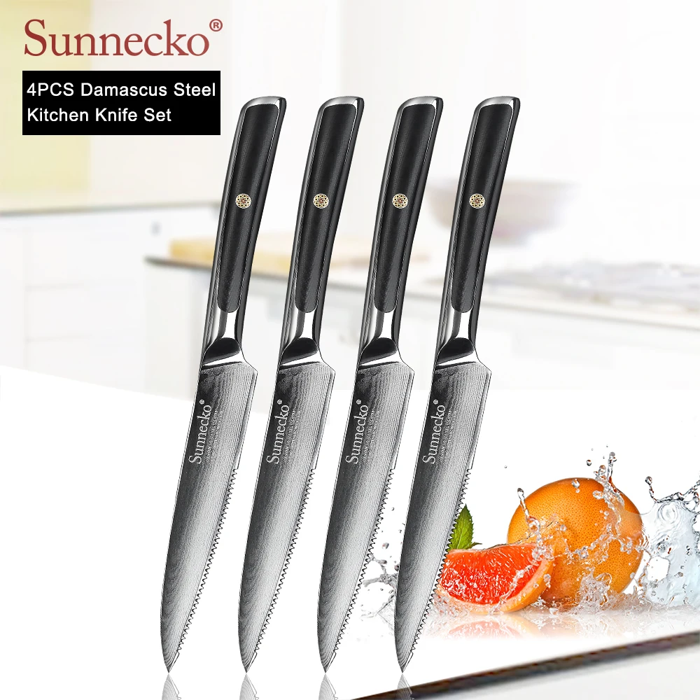 SUNNECKO дамасский нож шеф-повара для очистки хлеба Santoku нож для стейка японский VG10 Сталь G10 ручка для резки мяса набор кухонных ножей