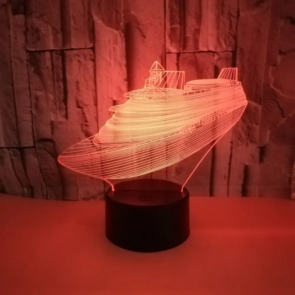 Новая яхта 3D ночник красочные Сенсорный пульт светодиодный визуальный индикатор