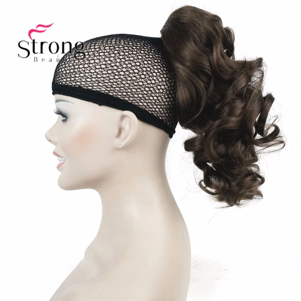 StrongBeauty, 12 дюймов, кудрявые синтетические накладные волосы на заколках в виде когтей, конский хвост, синтетические накладные волосы, 125 г, с зажимом для челюсти/когтей