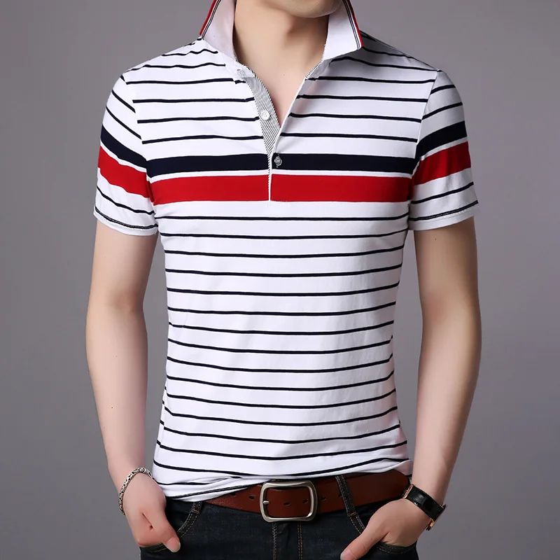 Polo Shirts Short Sleeve MOOWNUC Large size 4XL Summer Business Fashion Casual Stripes Classic style Men MWC Ventilation | Мужская