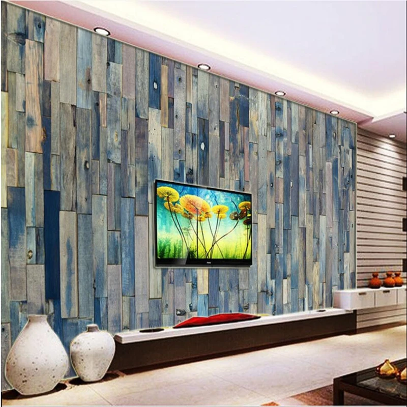 

wellyu Retro Nostalgic European Style 3D Wooden Mural Background Wall Customized Large Mural Silk Wallpaper papel de parede