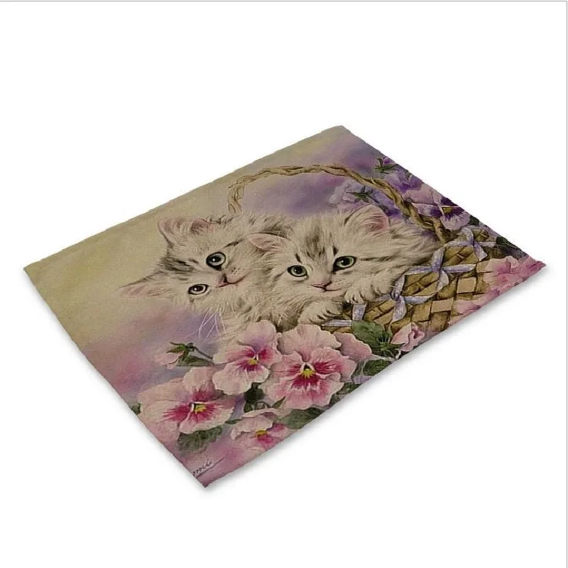Милые животные живопись столовых коврик из ткани украшение стола Кухня Posavasos
