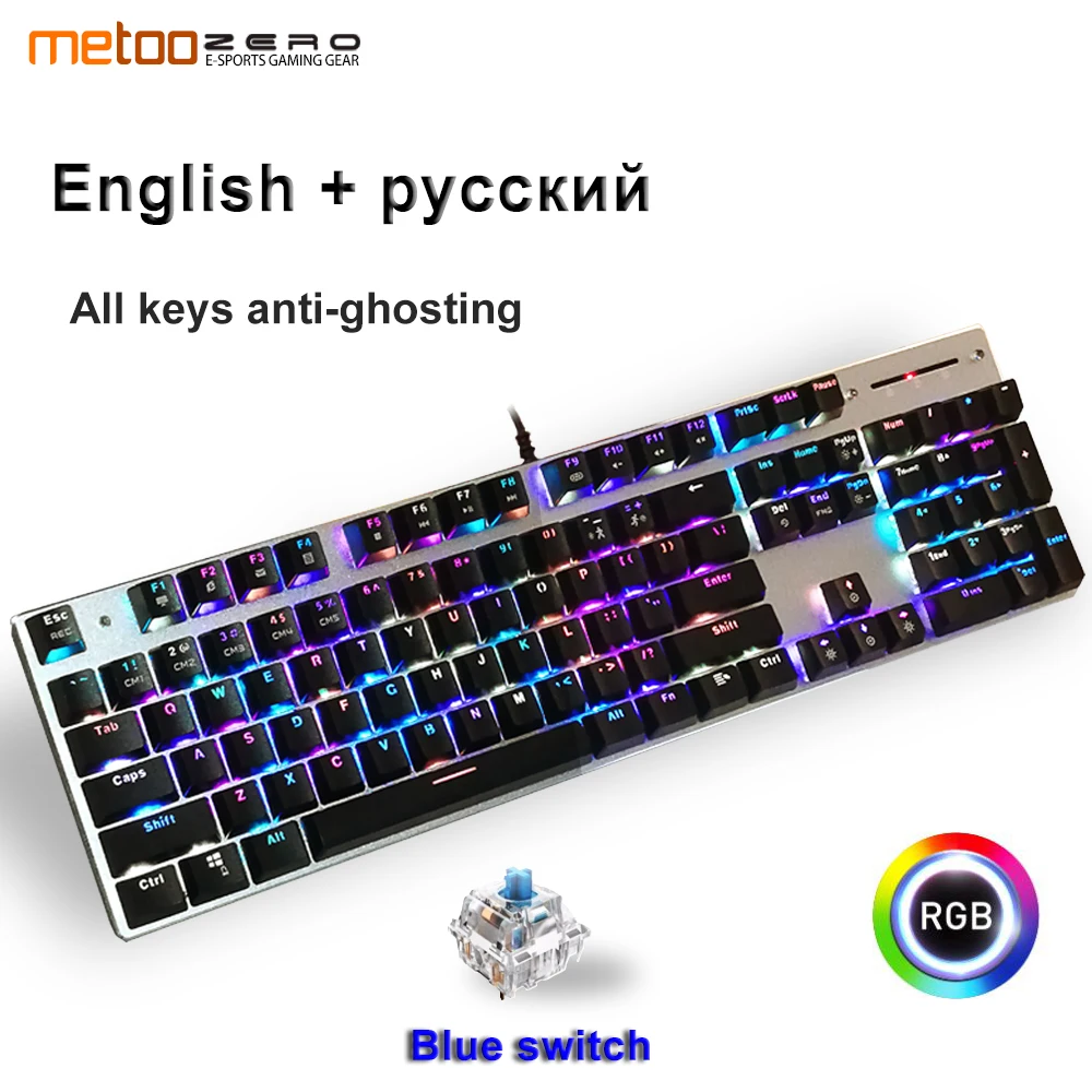 Metoo натуральная механическая клавиатура RGB микс подсветка синий переключатель