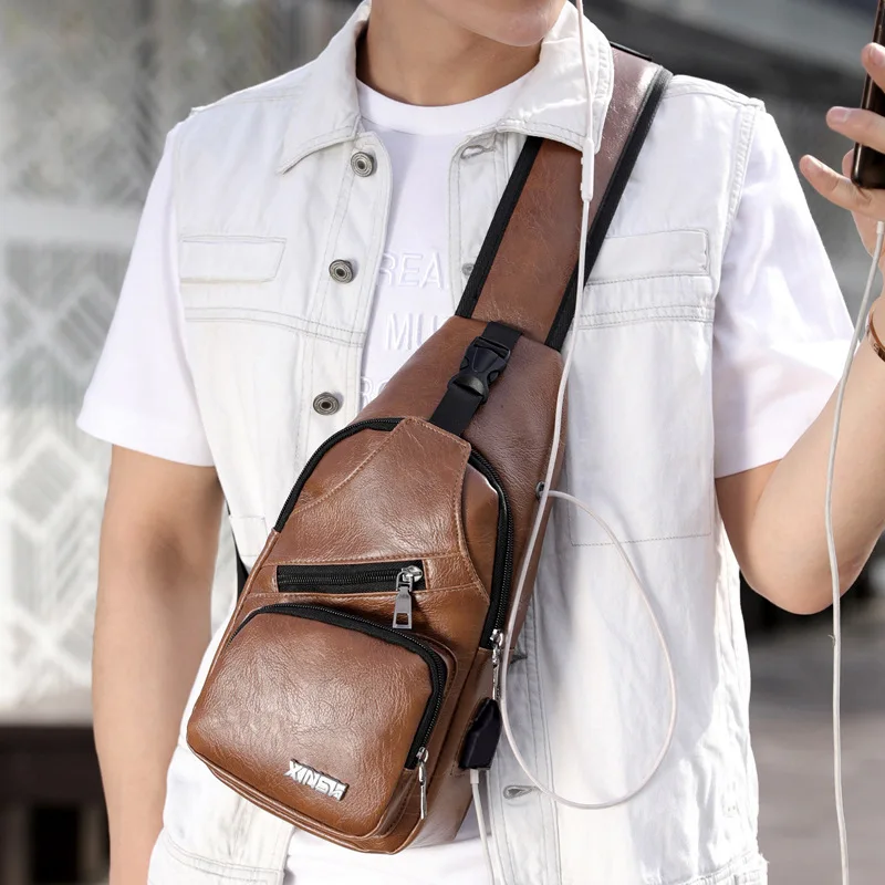 Мужские сумки через плечо USB нагрудный пакет дизайнерская сумка мессенджер из