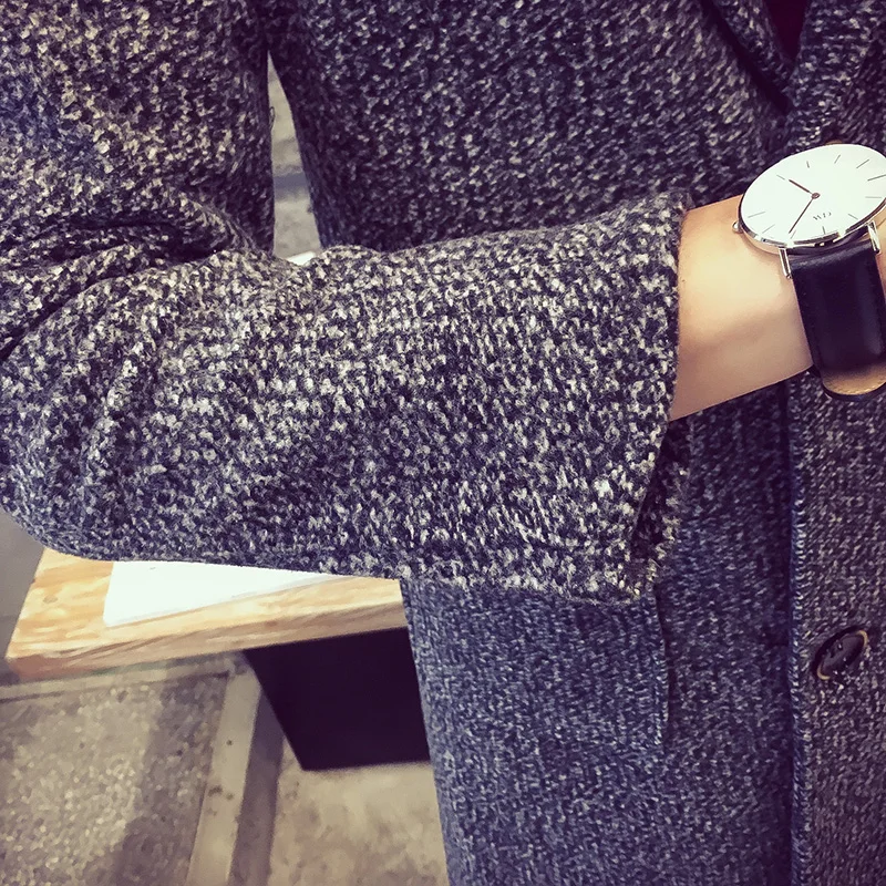 Зима 2016 Новых Прибытия Мужчины Полушерстяные Пальто Марка Британский Стиль