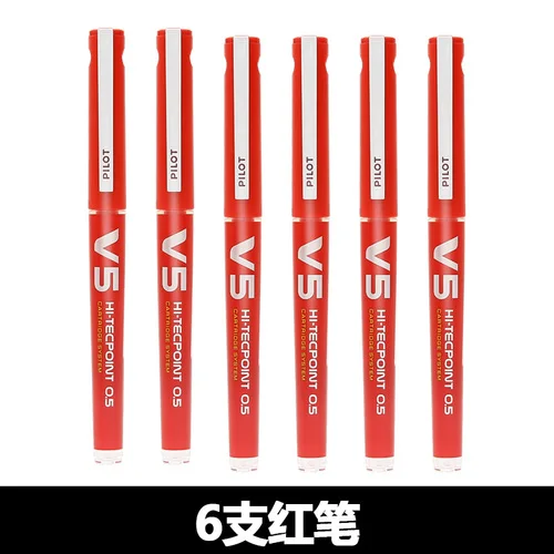 Red Pen 6 PCS Pilot BXC-V5 0,5 мм новая система картриджей многоразовая Ручка-роллер и набор картриджей красный/зеленый/черный/синий цвета - Цвет: Red Pen 6 PCS