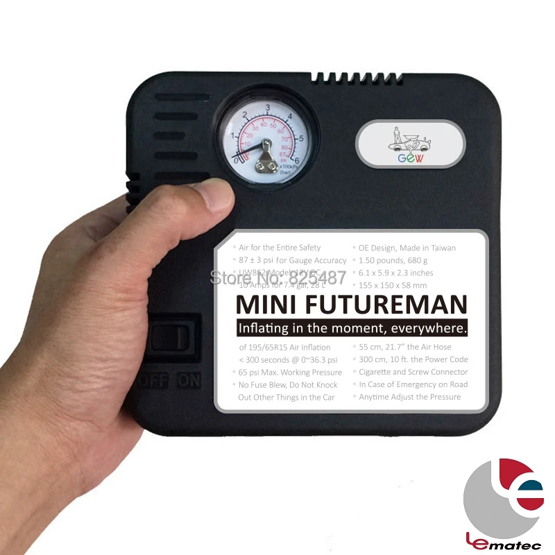 Насос для накачивания шин LEMATEC оригинальное оборудование шинонасос 12 В Сделано в