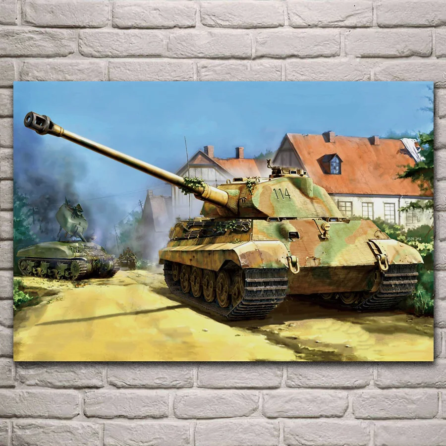 

Классический боевой танк ww2 pz kpfw vi ausf doroga sherman m4, тканевые плакаты на стену, домашнее искусство, украшение для гостиной KJ264