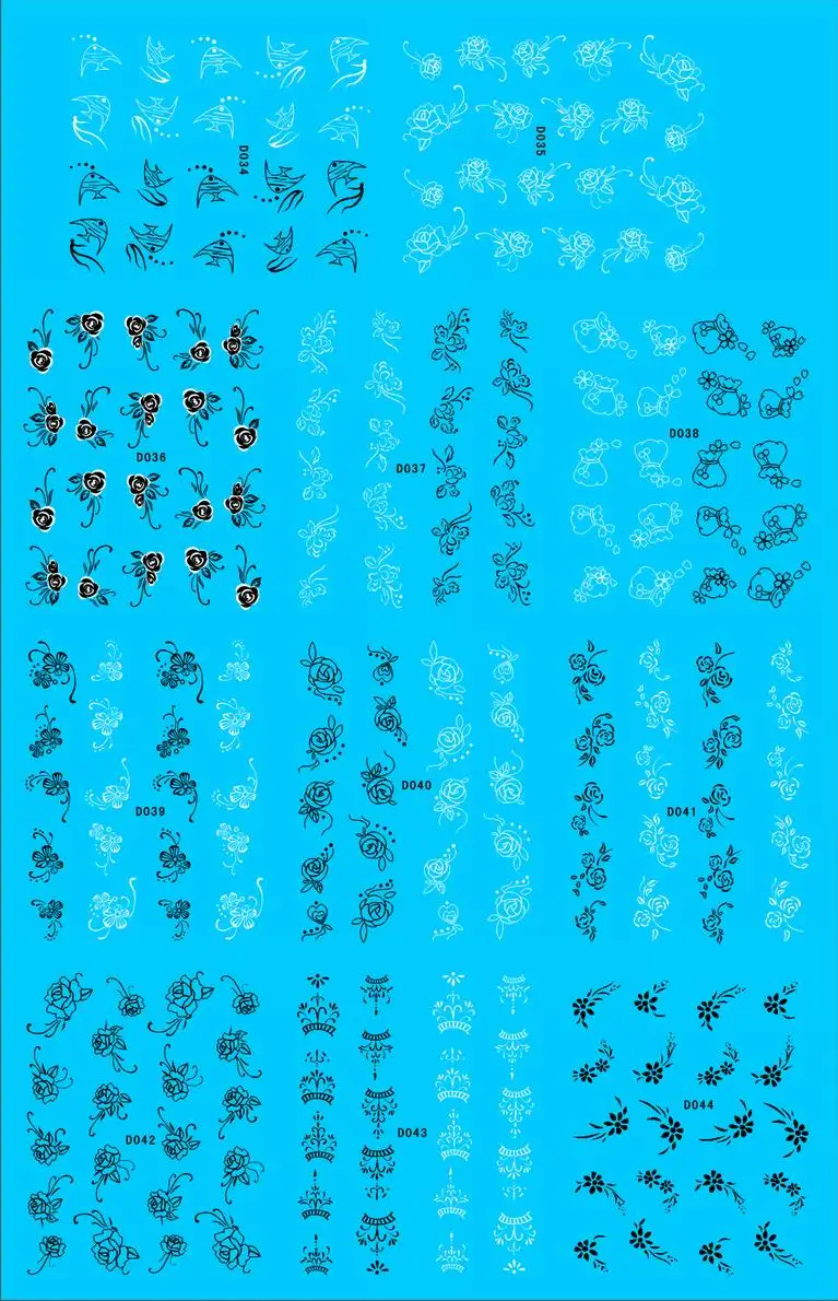 33 шт вихревые цветы искусство ногтей Водные Наклейки татуировки для передачи