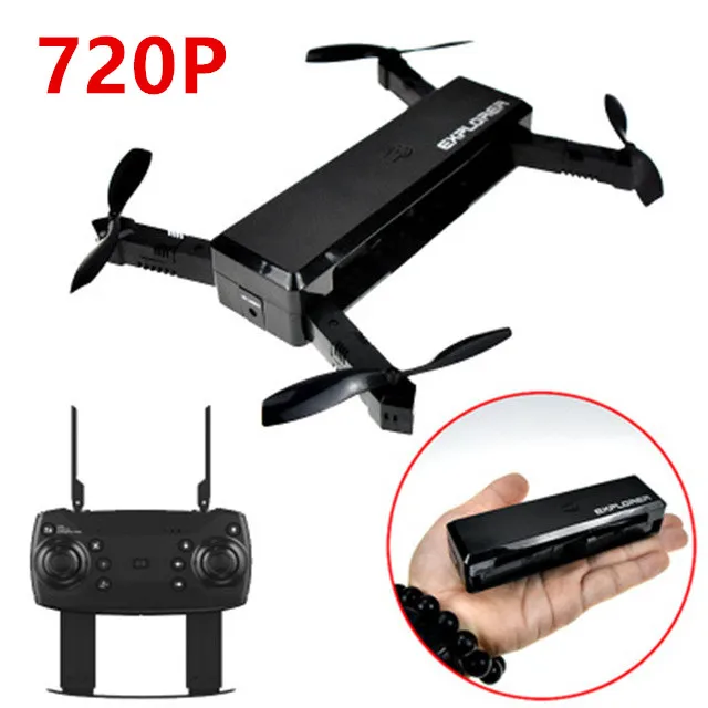 720P wifi FPV мини Дрон с камерой HD складной RC Квадрокоптер Микро Карманный селфи Дрон дистанционный вертолет против S9 E61 H36 - Цвет: Drone and Controller