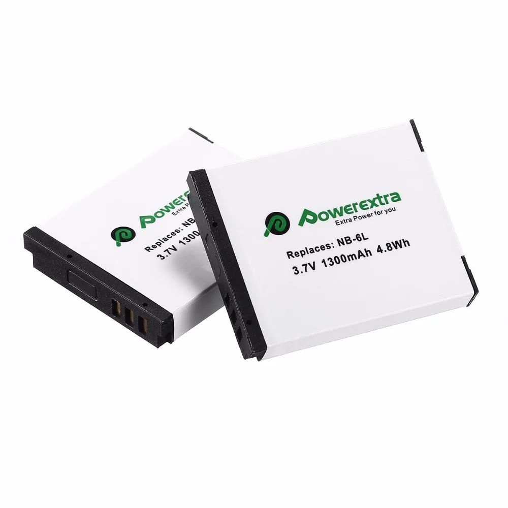 Powerextra 2 шт. NB-6L NB-6LH литий-ионная батарея + зарядное устройство для Canon Powershot D20 D10 S95