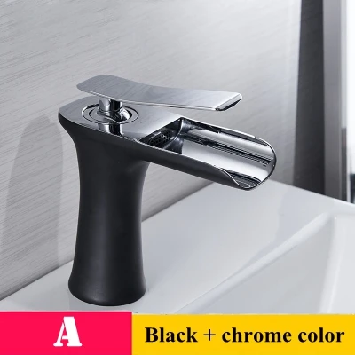 Black chrome shor Ванная комната латунный кран для раковины хромированный белый кран повышенный белый запеченный с золотой отделкой горячей холодной воды смеситель AL7133 - Цвет: Black chrome shor