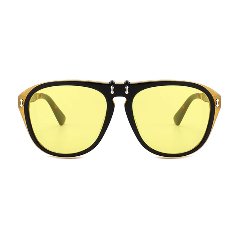 Yellow MLLSE, модные двухслойные солнцезащитные очки-раскладушки, мужские винтажные брендовые дизайнерские солнцезащитные очки, UV400, паровые очки в стиле панк - Цвет линз: Yellow