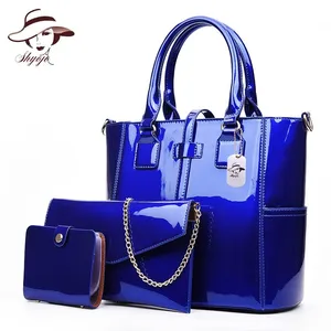 Новинка 2021, Женская композитная сумка из лакированной кожи, 3 комплекта от известного бренда, дизайнерская сумка на плечо, женская сумка-мессенджер и сумка-кошелек для карт