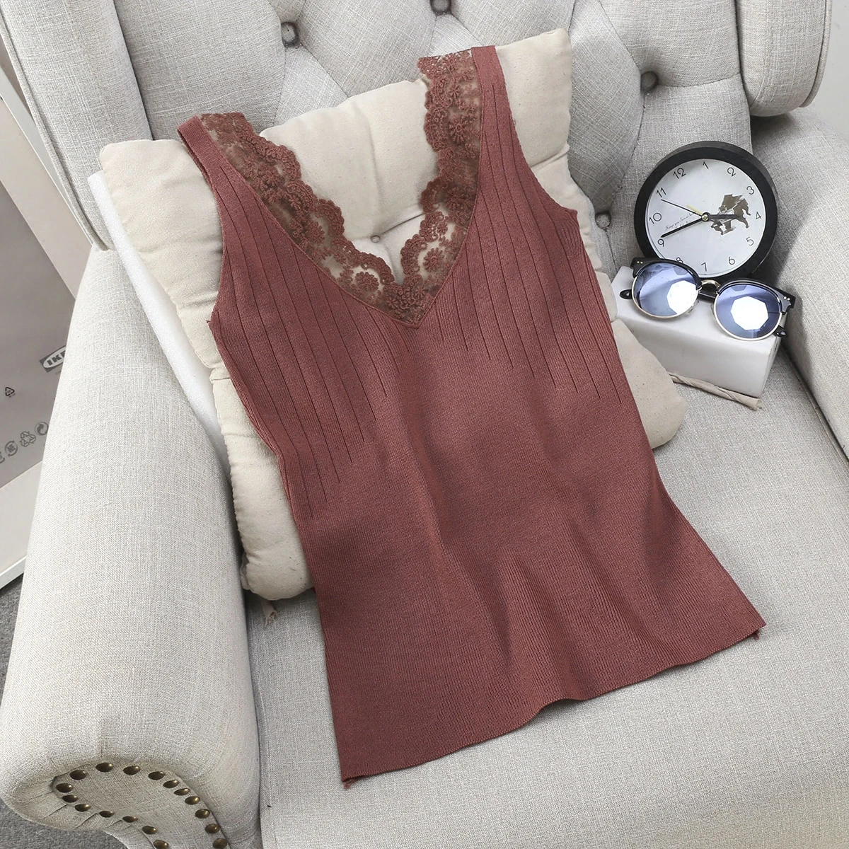 Новые летние майки и женские модные вязаные топы с вырезами кружевной вязаный