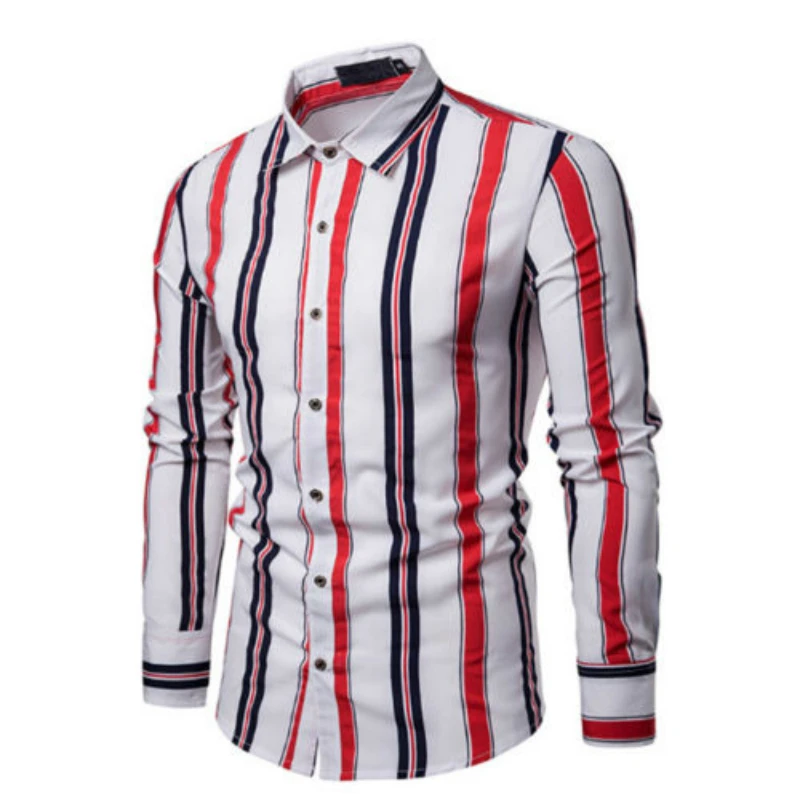 2019 Брендовые мужские рубашки Slim Fit Мужские с длинными рукавами хлопковый в