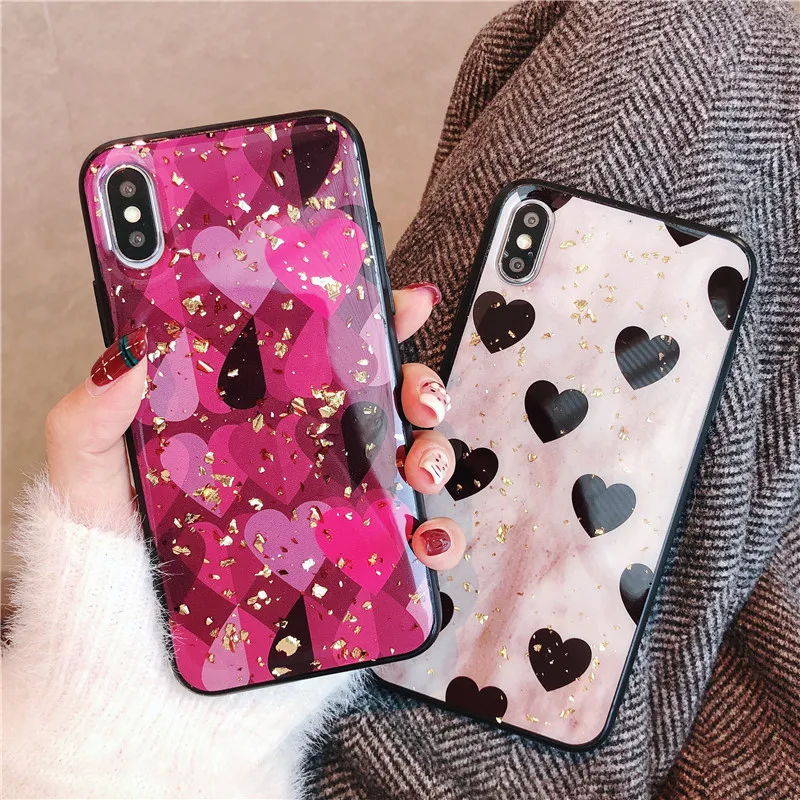 Женский роскошный эпоксидный Мягкий ТПУ чехол Samtsui для iPhone 11 Pro Max с сердечком XMAX X