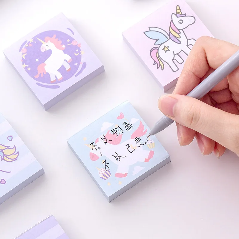 5 шт. милые Kawaii Мультфильм Единорог Блокнот N Times липкая бумага для заметок