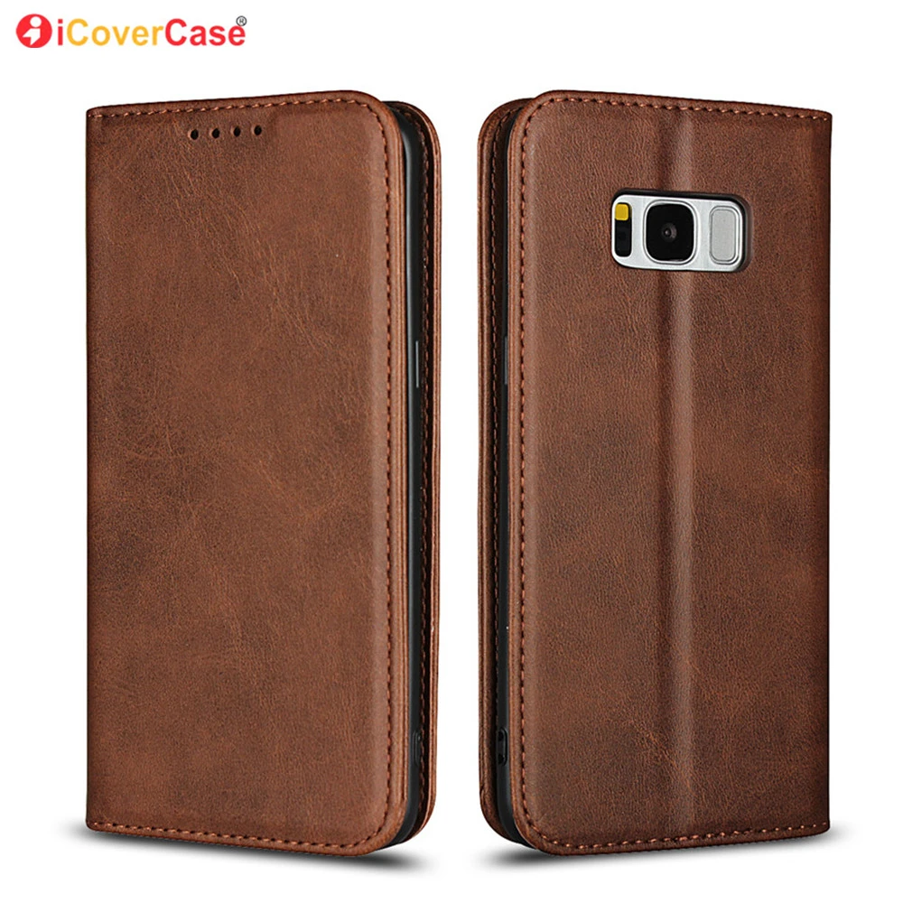 Чехол книжка iCovercase кожаный бумажник для Samsung Galaxy S8 Plus S9 Note 8 9 чехол чехлы телефонов