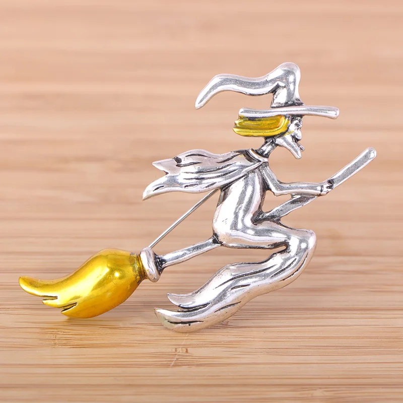 Винтажные эмалированные Броши Funmor в форме ведьмы для женщин и мужчин пуловеры