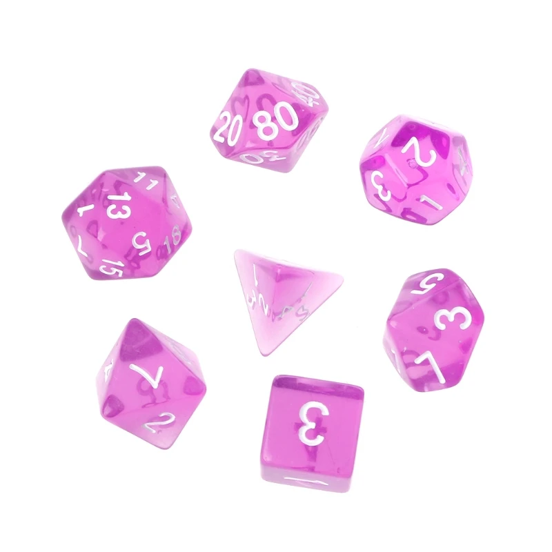 

7Pcs/Set Clear Polyhedral Game Dice For Dragon Pathfinder D20 D12 2xD10 D8 D6 D4