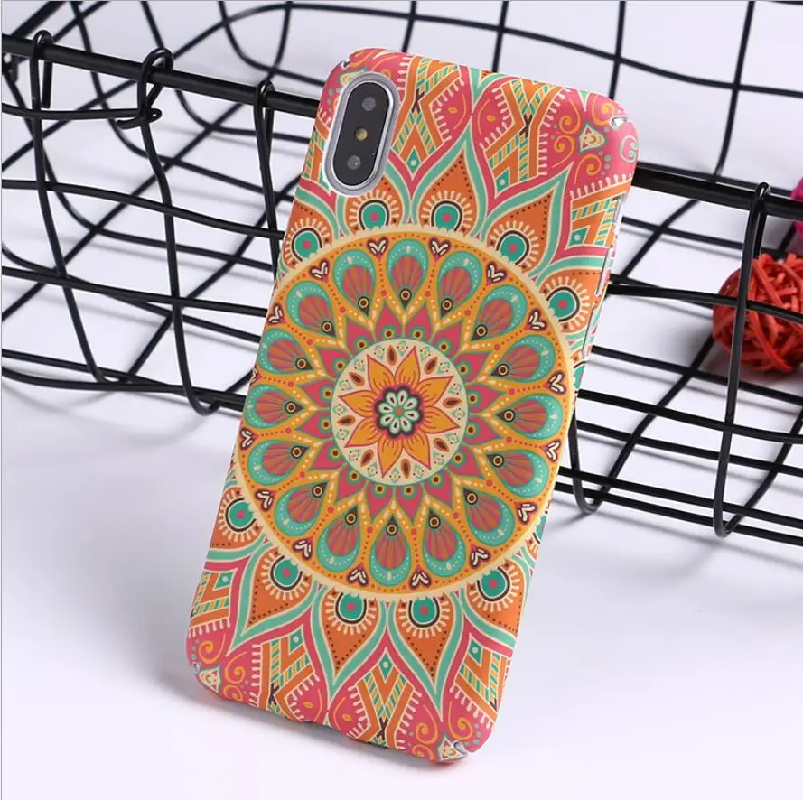 Светящийся цветок чехол для iPhone 6 6s 7 Plus Мандала шаблон телефонные чехлы тонкий матовый PC задняя крышка для iPhone X 8 7 6 6s Plus - Цвет: H26