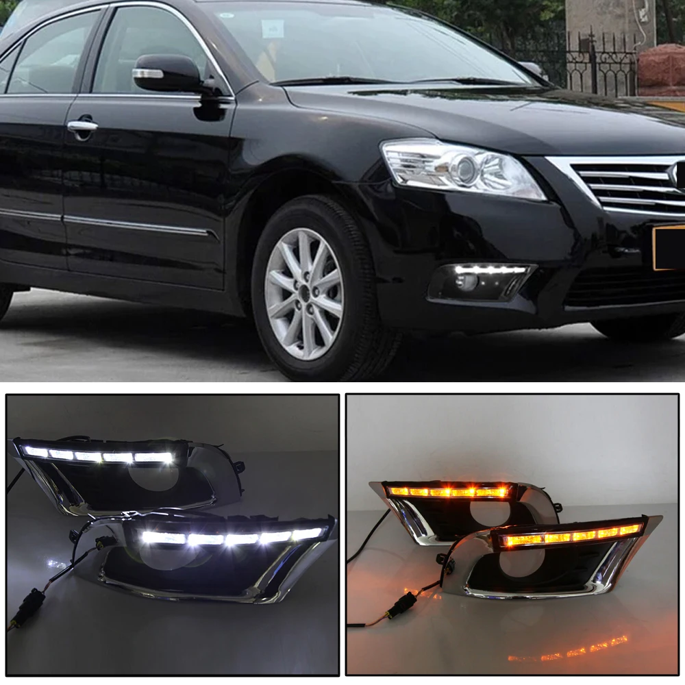 CAPQX 1 пара для Camry 2009 2010 2011 спереди светодио дный вождения мигает дневного света DRL Туман крышку лампы желтый сигнал поворота