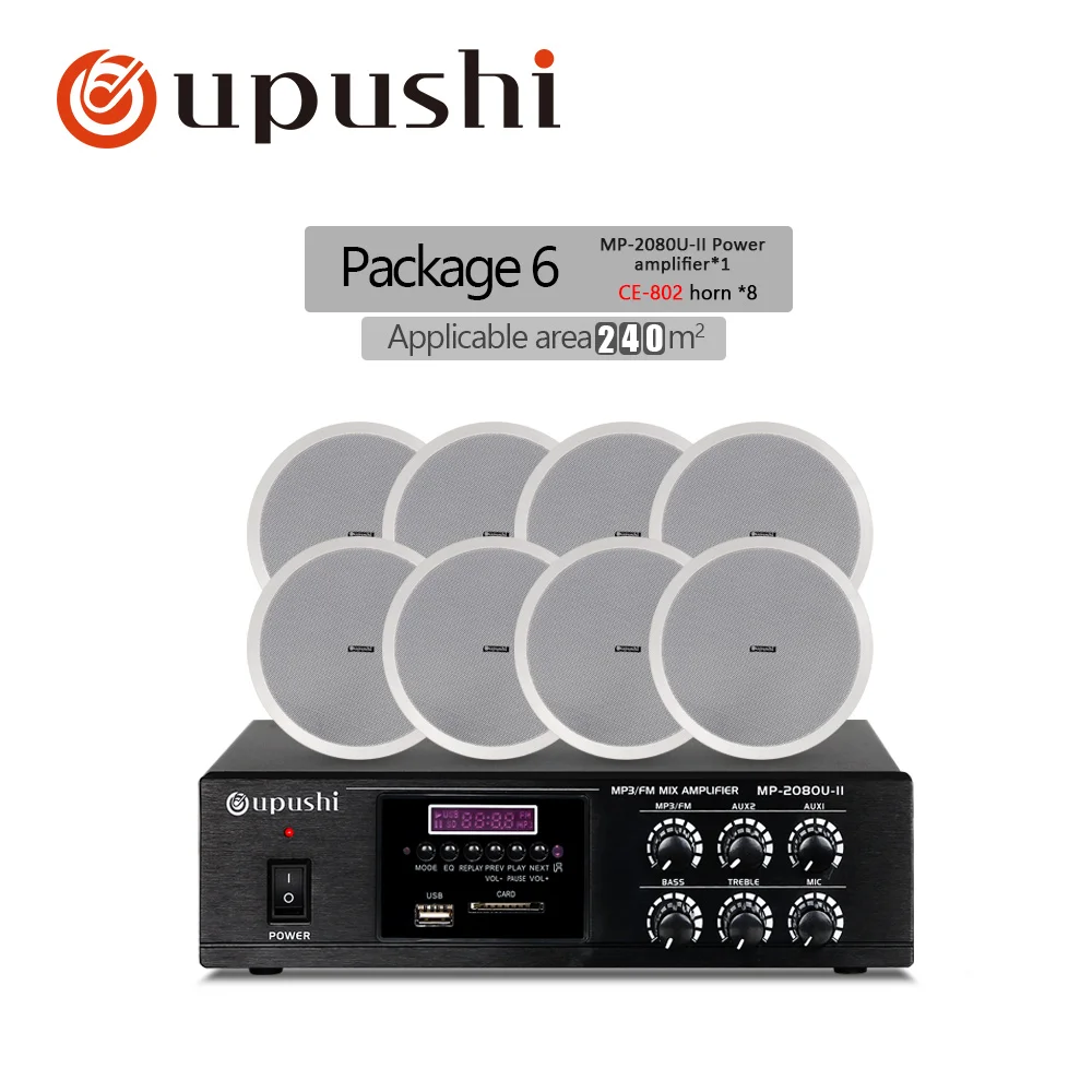 package 6 80 Вт Bluetooth pa Усилитель подключения 10 Вт в потолочной акустической системе общего адреса с bluetooth, USB, SD crad, пульт дистанционного управления - Цвет: package 6