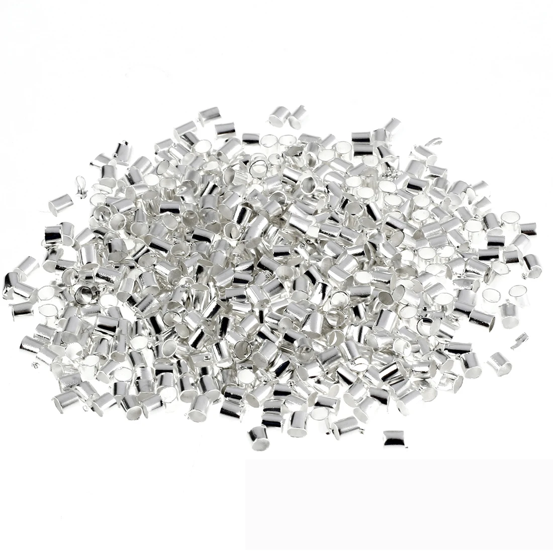 

2mm Silver Plated Tube Crimp Beads About 500pcs