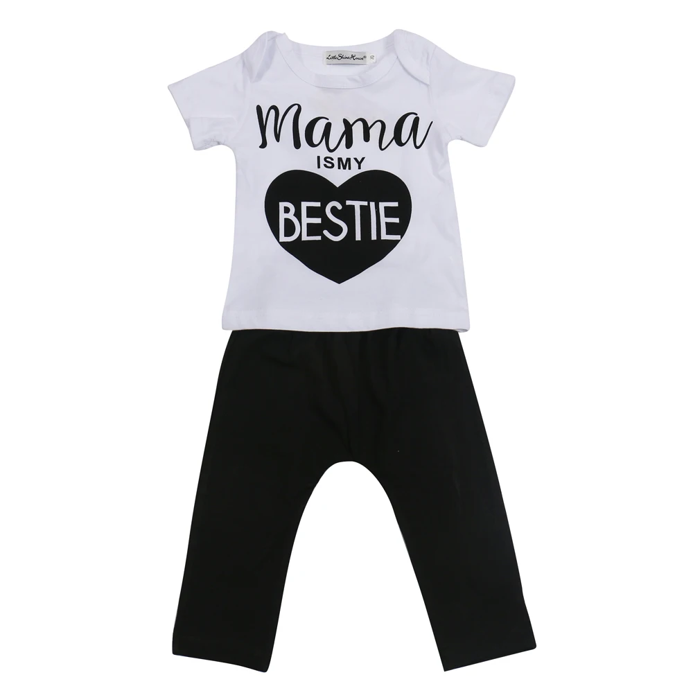 2019 летние детские Для мальчиков и девочек комплект одежды с буквенным принтом