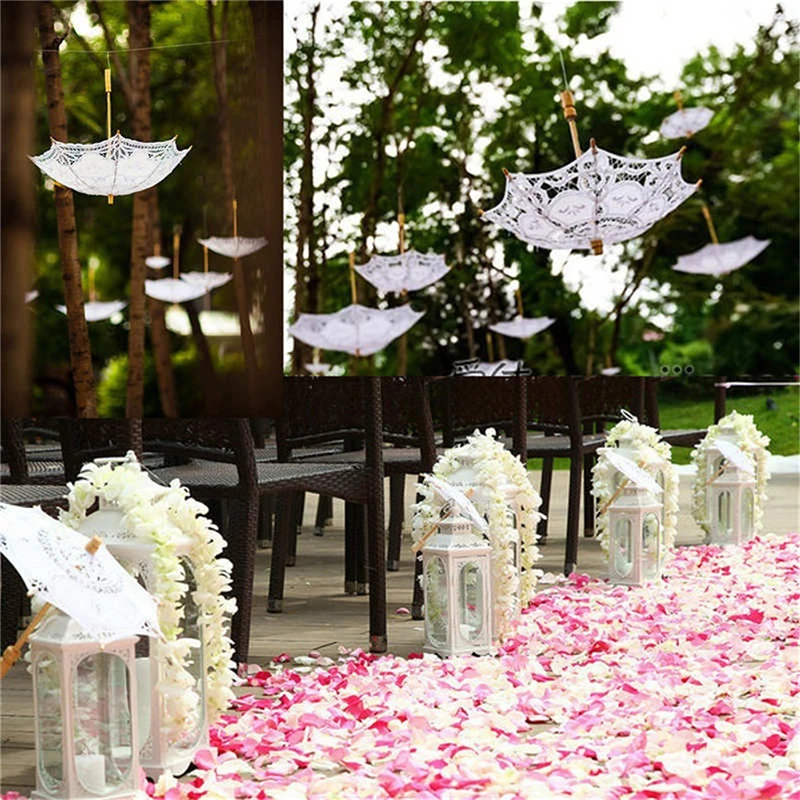 Винтажный кружевной зонт от солнца для свадьбы украшение фотография белый