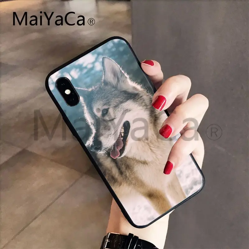 Роскошный мягкий защитный чехол MaiYaCa Wolf on Snow для iPhone 5 5s 6 plus 6s 7 7s Plus 8 8s X XS XR XSMAX |