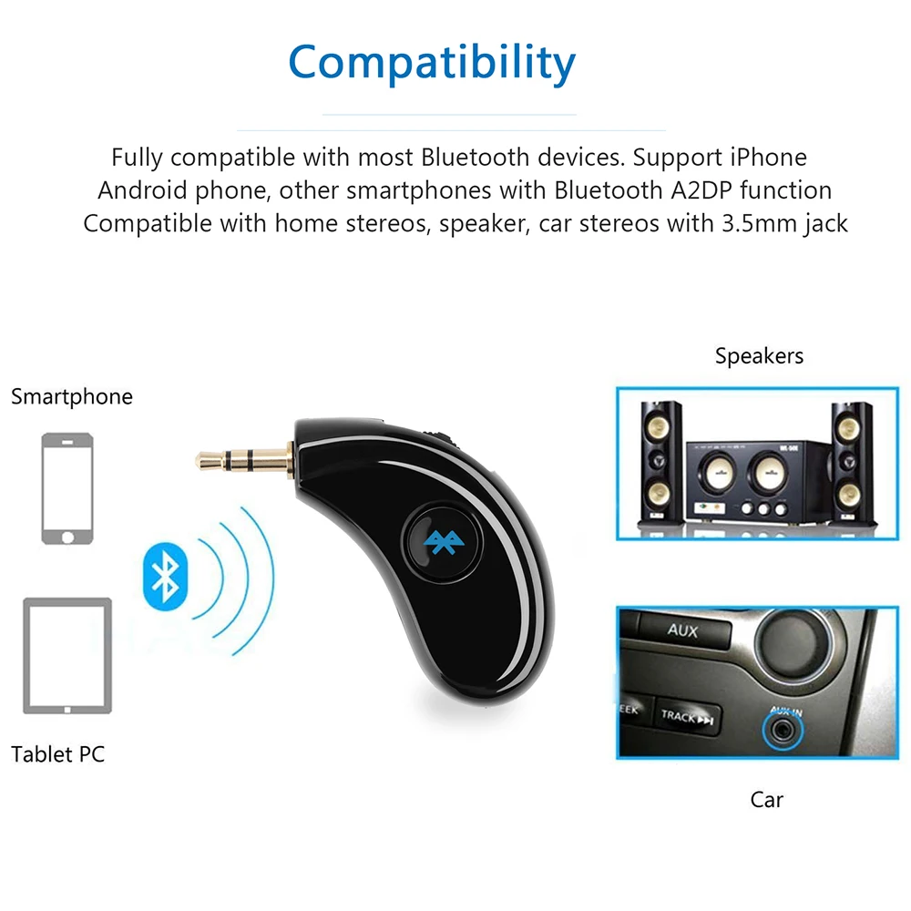 Fornorm беспроводной Bluetooth 4,2 приемник 3,5 мм штекер Адаптер встроенный аккумулятор для Iphone Andorid динамик стерео