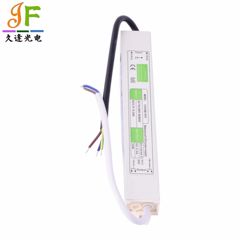 Водонепроницаемый электронный светодиодный драйвер 12 В постоянного тока IP67 30 Вт