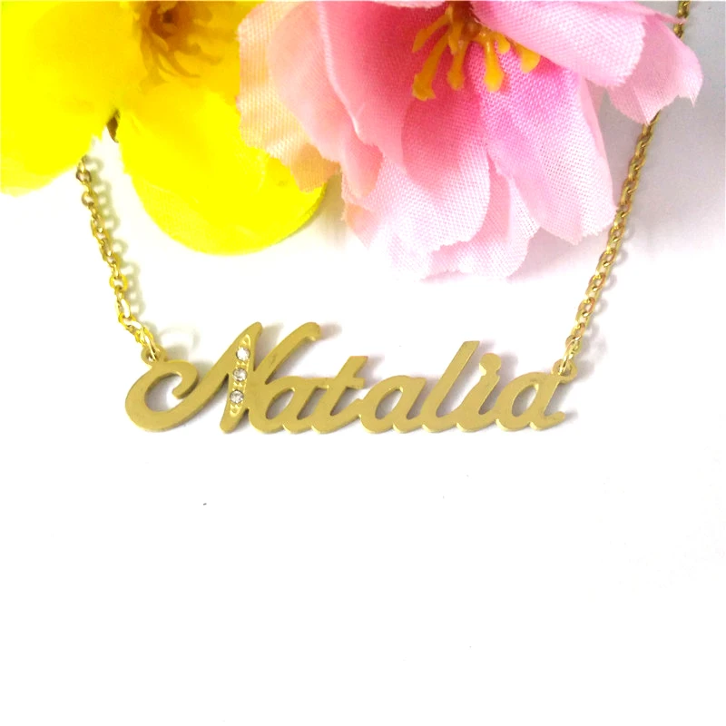 Ожерелье с кулоном "Natalia" на заказ, женское ожерелье из нержавеющей стали, подарок для влюбленных