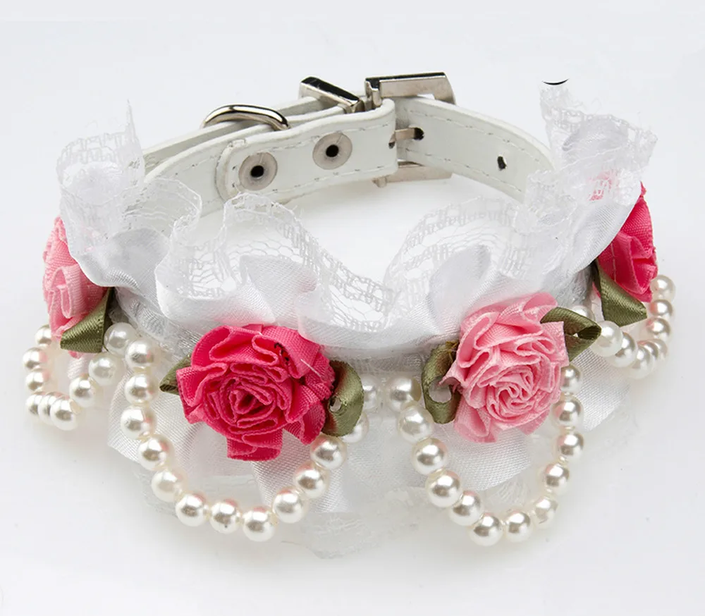 Цветочный ошейник для собак жемчужное ожерелье из мягкой искусственной кожи