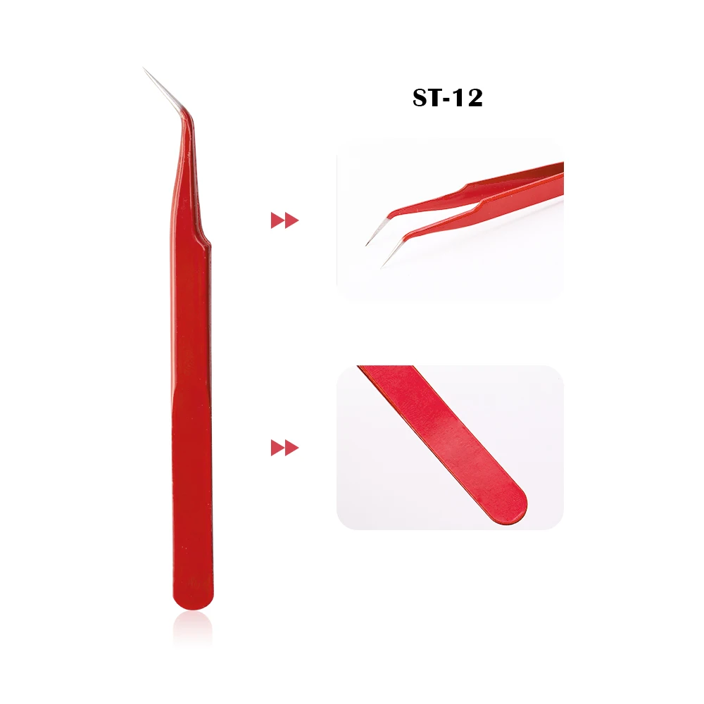 Модный Пинцет для наращивания ресниц красный из нержавеющей стали