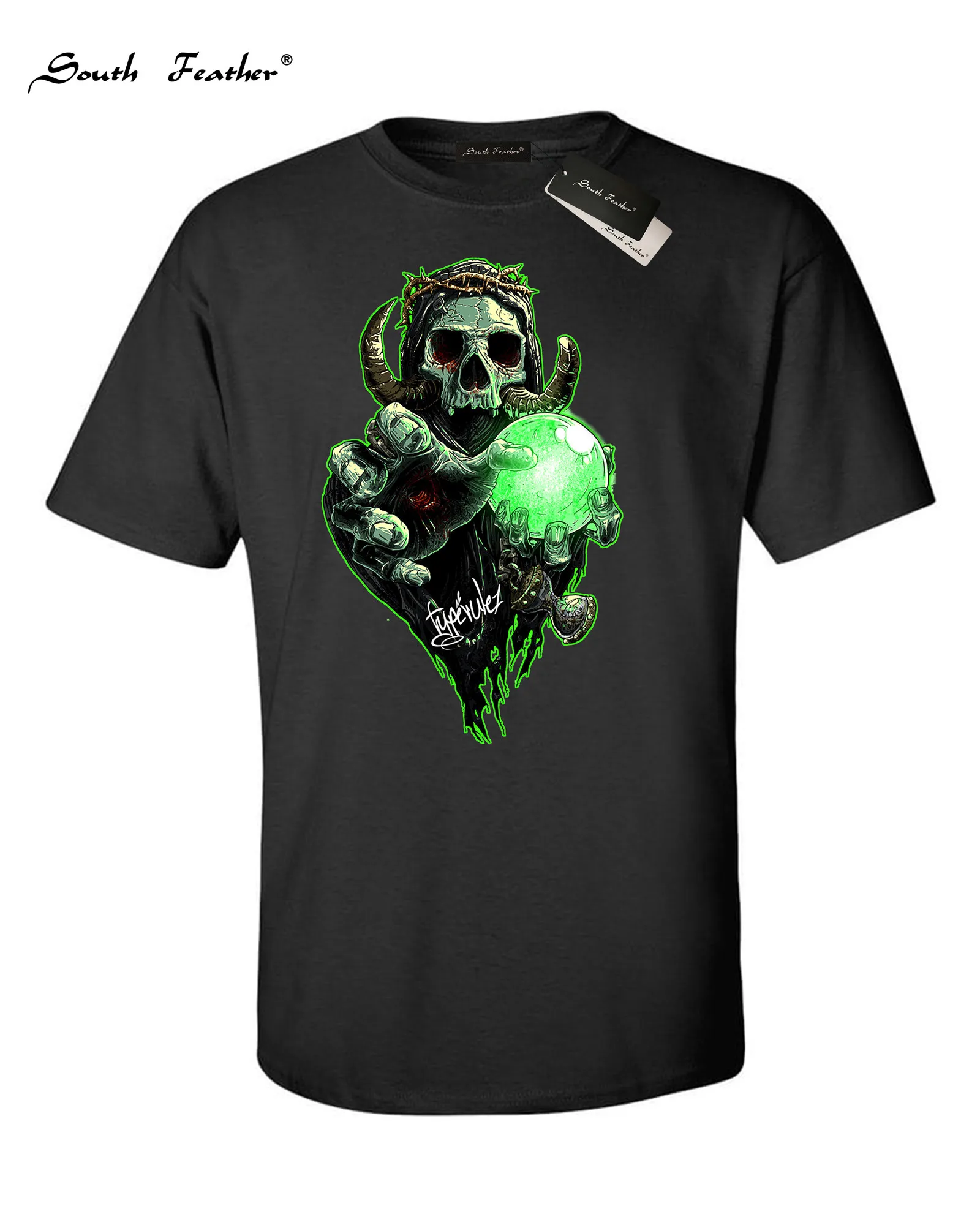 Мужская Повседневная футболка с принтом черепа дьявола и черепа|Мужские