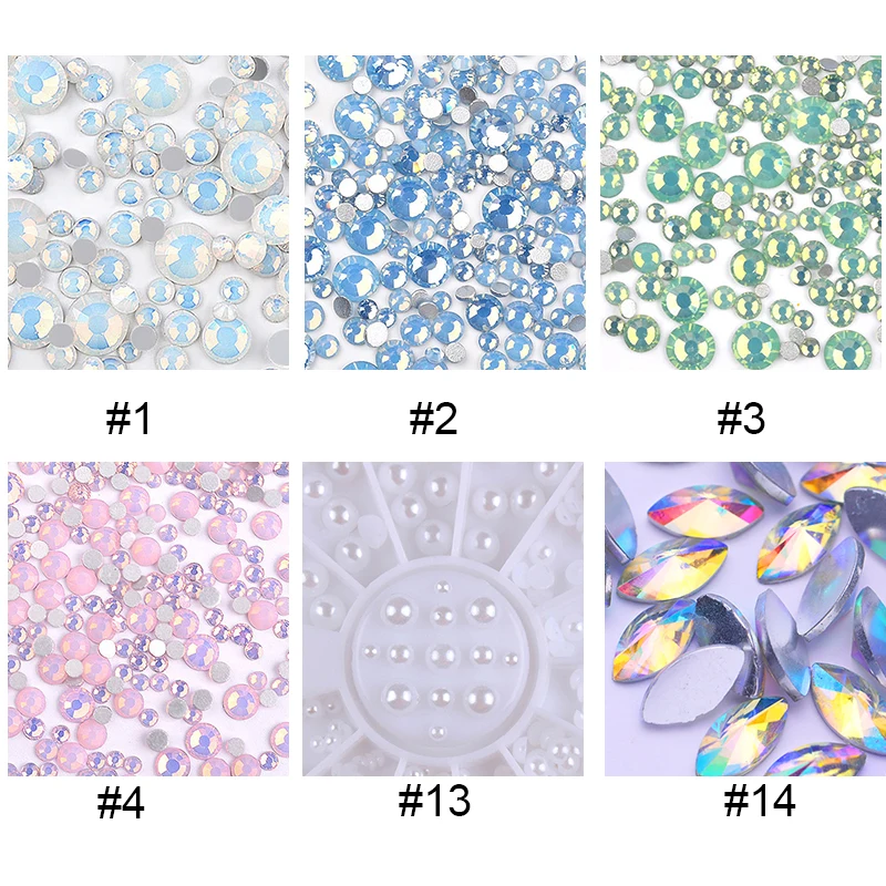 Дизайн ногтей Стразы Кристалл AB красочный опал желе плоская задняя маркиза