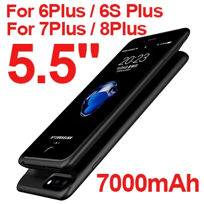 Чехол для аккумулятора для iPhone 6 s 6s 7 8 5000/7000 мАч, внешний аккумулятор, чехол для зарядки iPhone 6 6s 7 8 Plus, чехол для внешнего зарядного устройства - Цвет: Black 6P 6SP 7Plus