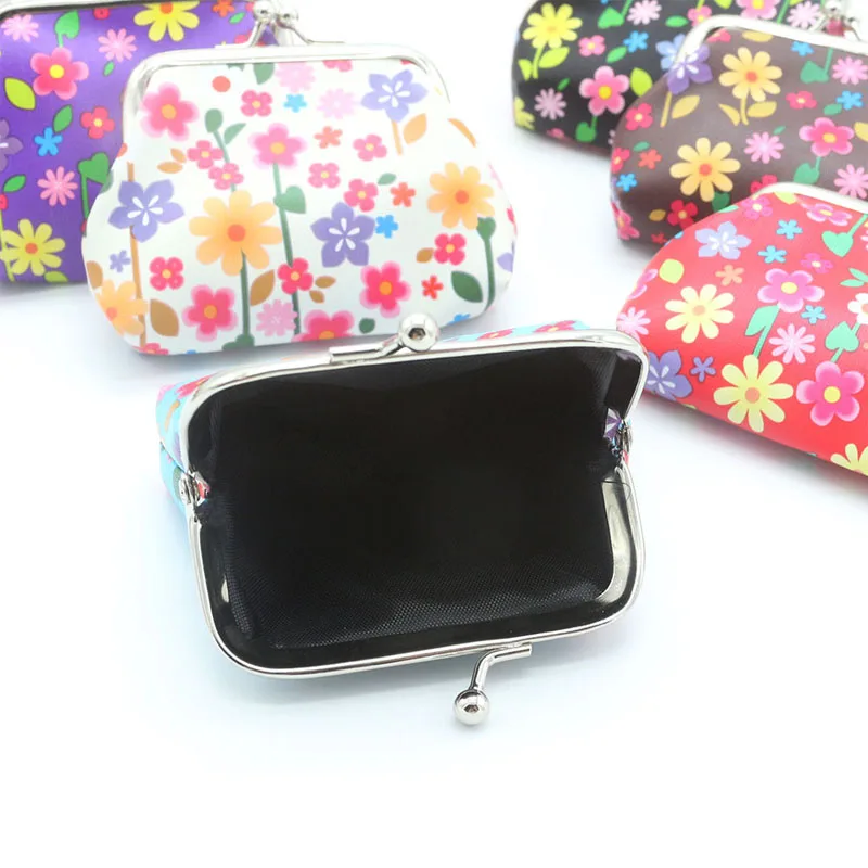 

Fashion Mini Women Wallets PU Small Flower Buckle Coin Purse Ladies Clutch Little Wallet Girl's Convenient Mini Small Wallet