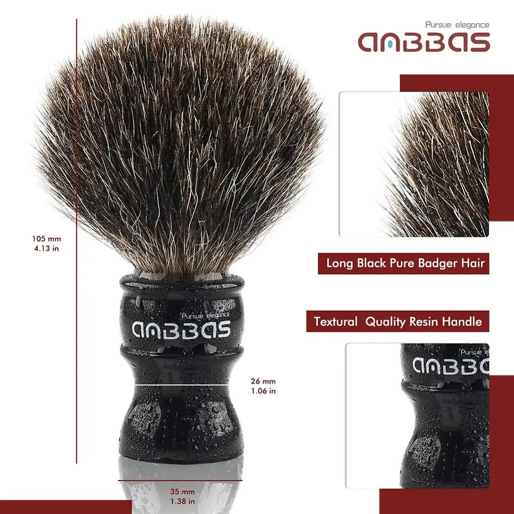 Anbbas 3pcs Wet Shaving Set with Pure Badger Hair Brush and Alloy Solid Ebony Wood Razor Stand Holder | Красота и здоровье