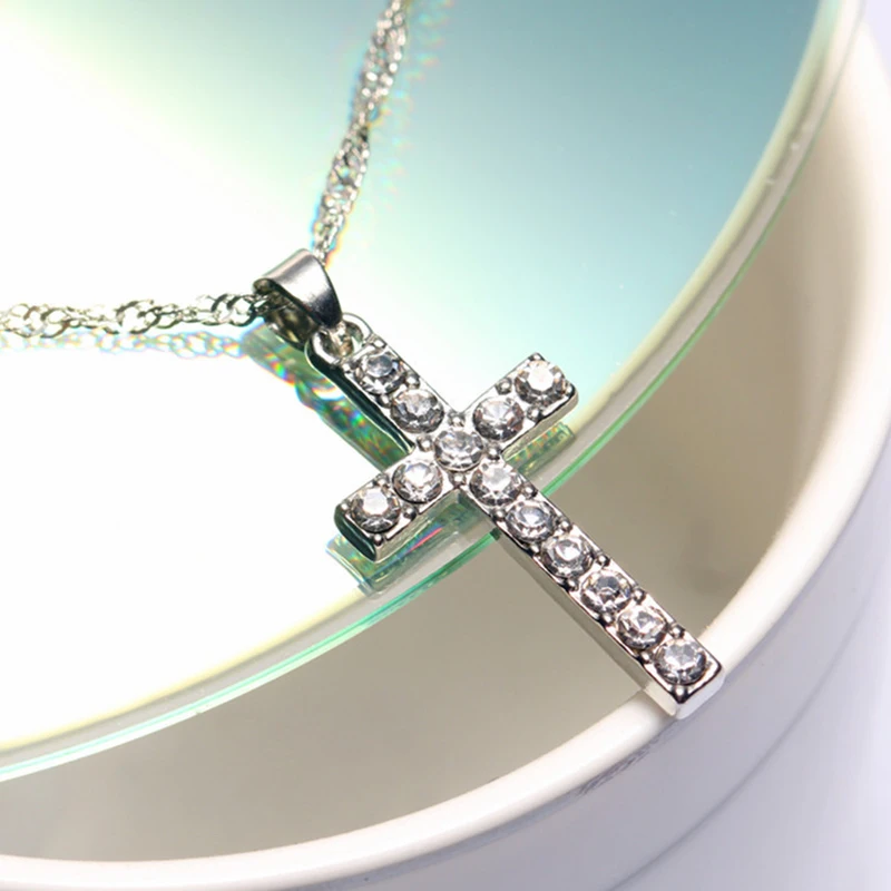 Модные ожерелья и подвески серебряного цвета с крестом ошейники для женщин