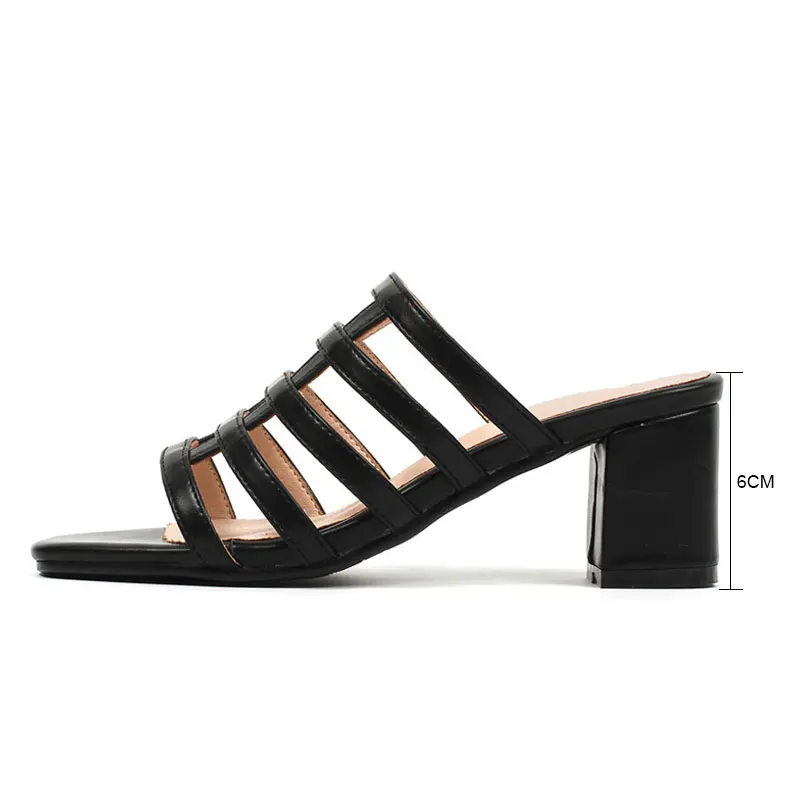 Женские летние шлепанцы Fanyuan открытый носок квадратный каблук без застежки